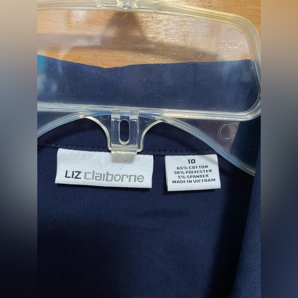 LIZ CLAIBORNE Navy Blue Sleeveless A Line Dress with Belt - Picture 9 of 10